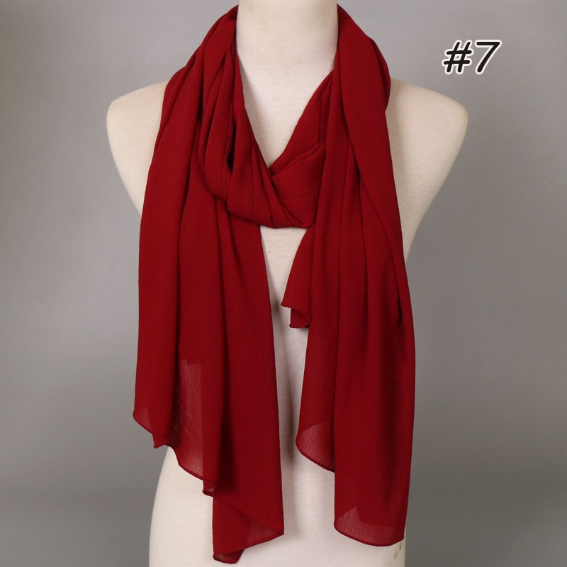 wine red Crinkle Textured Chiffon Hijab