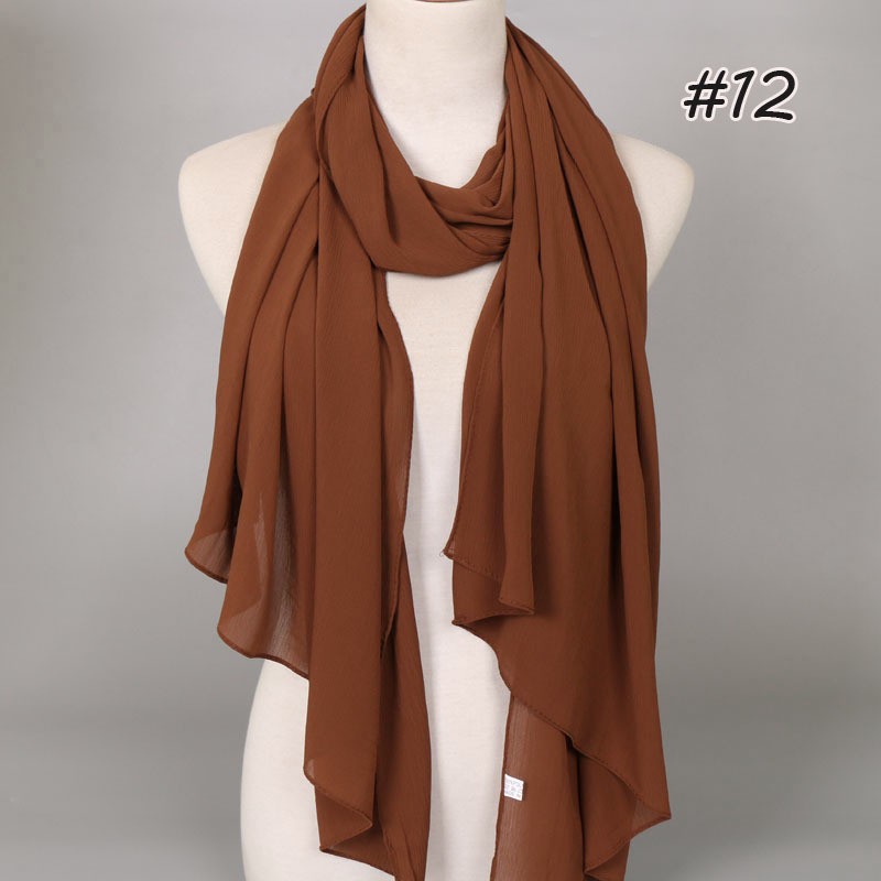 brown Crinkle Textured Chiffon Hijab