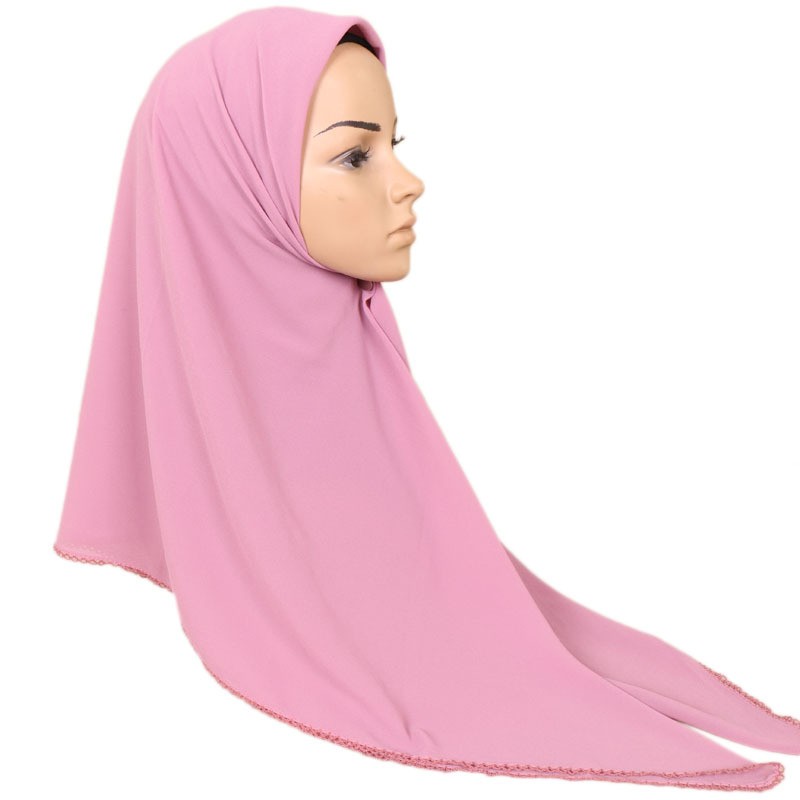 skin powder Crumpled Chiffon Square Hijab