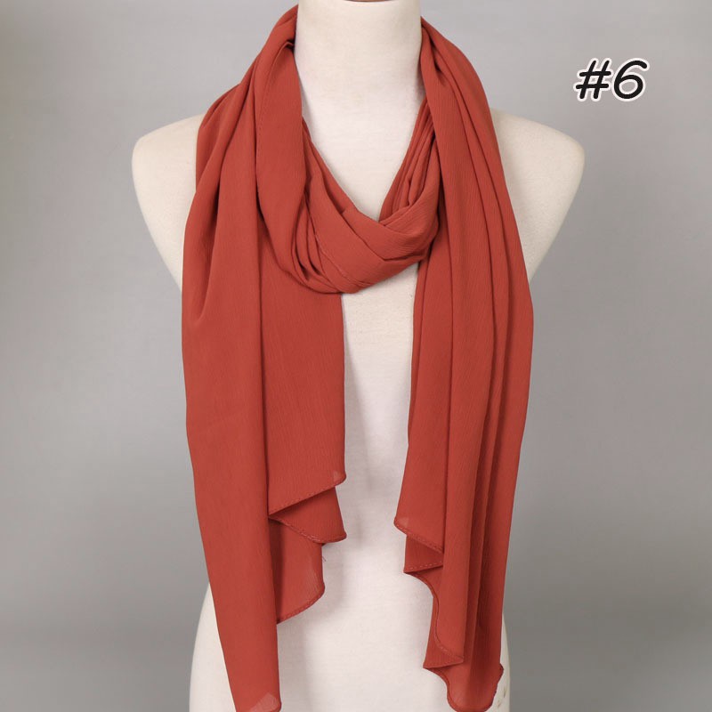 rust red Crinkle Textured Chiffon Hijab