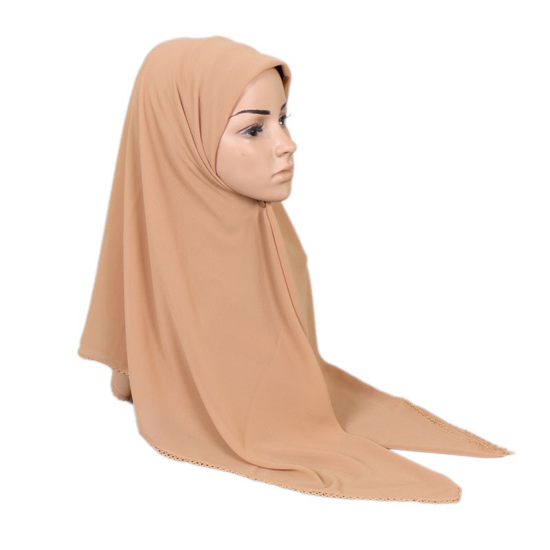 Camel Crumpled Chiffon Square Hijab