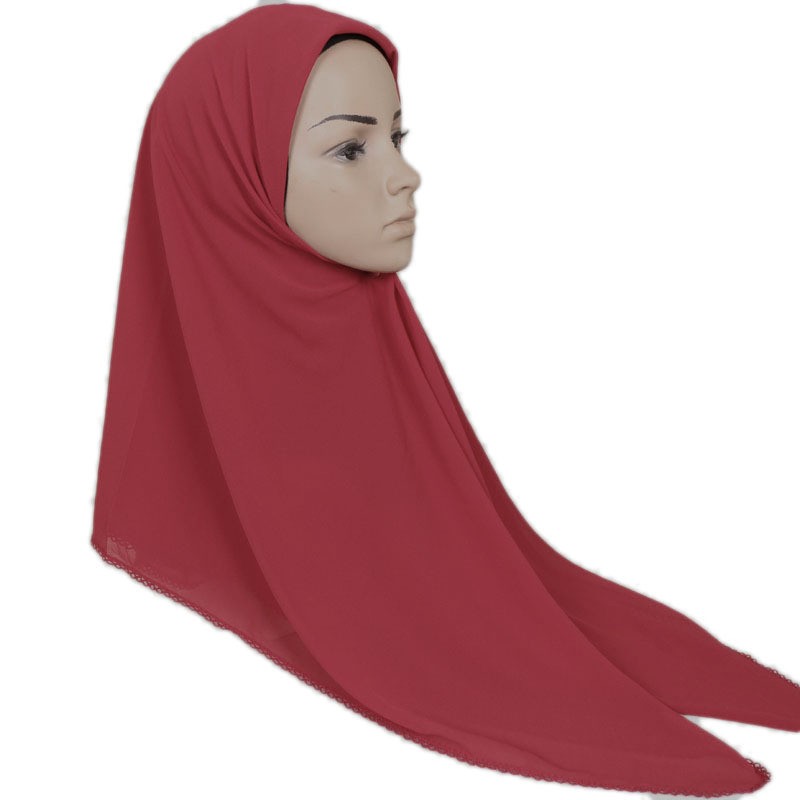 bright wine red Crumpled Chiffon Square Hijab