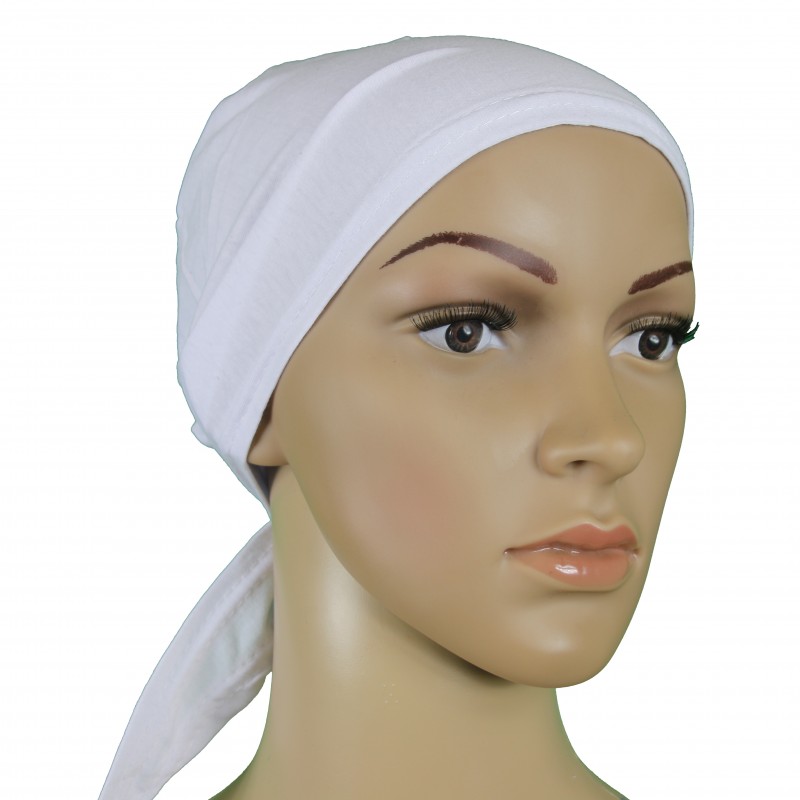 White Tie Back Hijab Cap