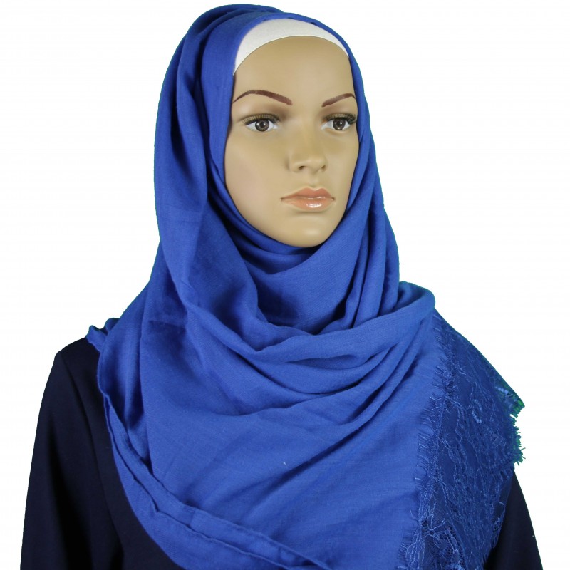 Blue Tasseled Lace Hijab