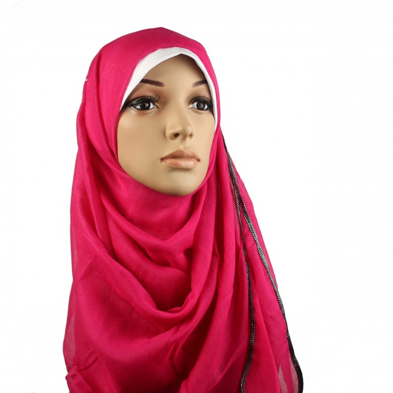 Hot Pink Silver Chain Hijab