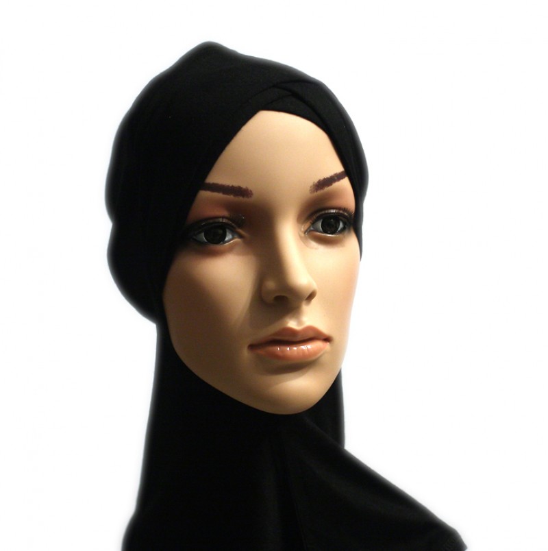 Black Crossover Hijab Full Underscarf