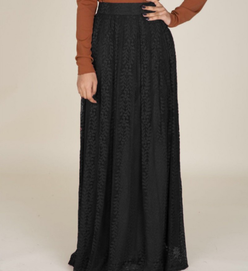 Black Lace Maxi Skirt XXL 