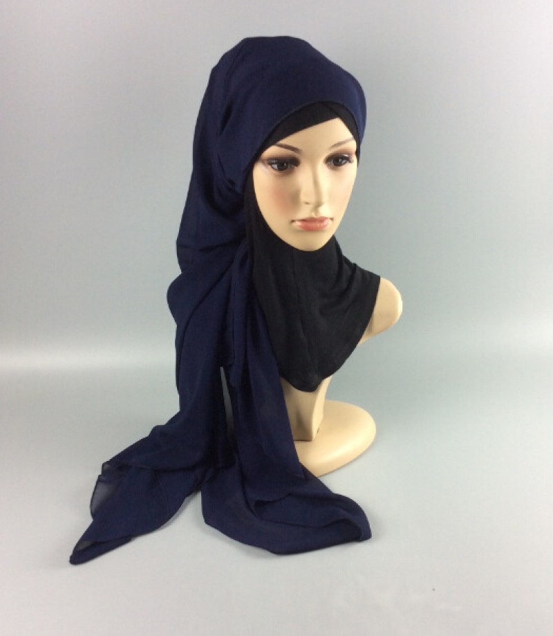 Navy Soft Chiffon Crepe Hijab 