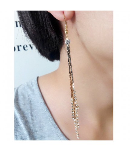 Gold strand drop earrings