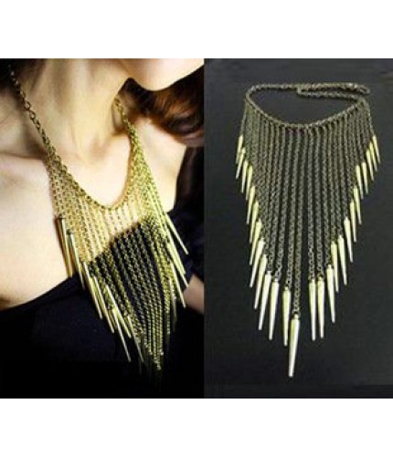 Silver Spiked Statement Necklace