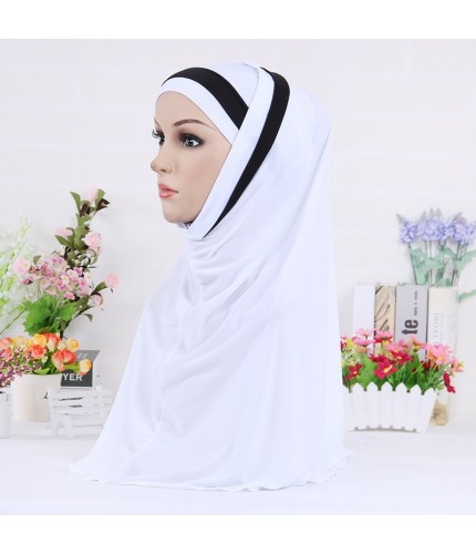 White Two Piece Stripe Ready Hijab 