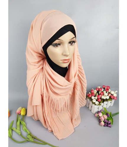 Nude Plain Chiffon Crinkle Pleat Hijab