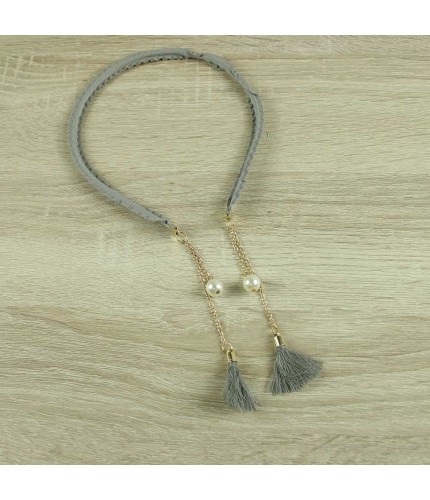Grey pearl chain headband