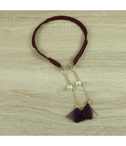 Maroon pearl chain headband