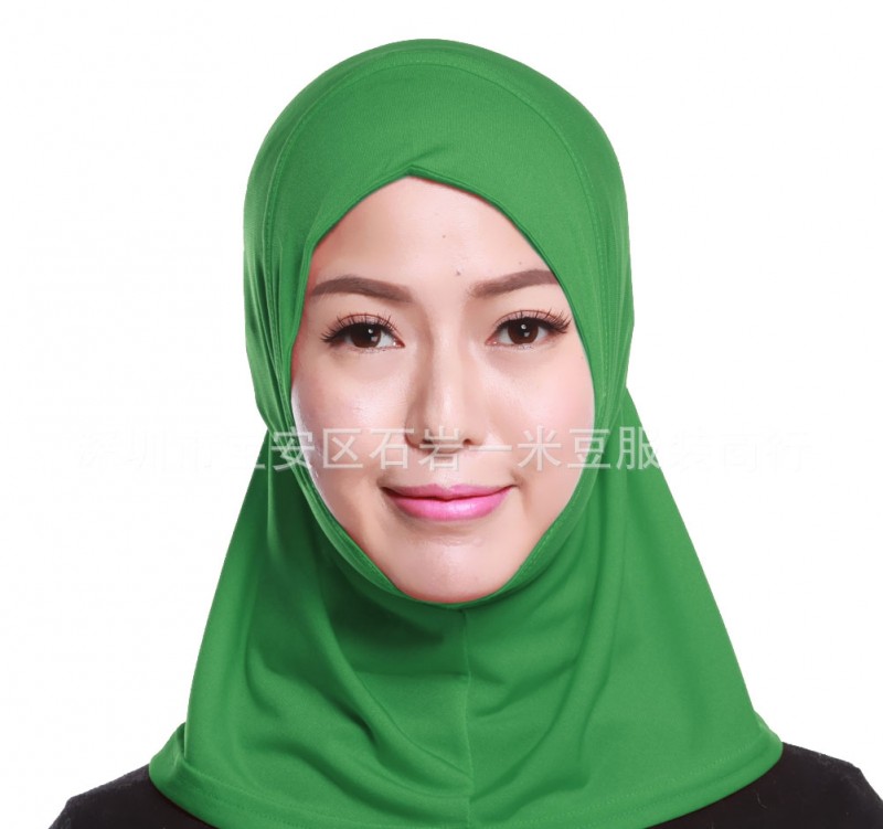 Green 43cm Mini One piece Base Ready Hijab 