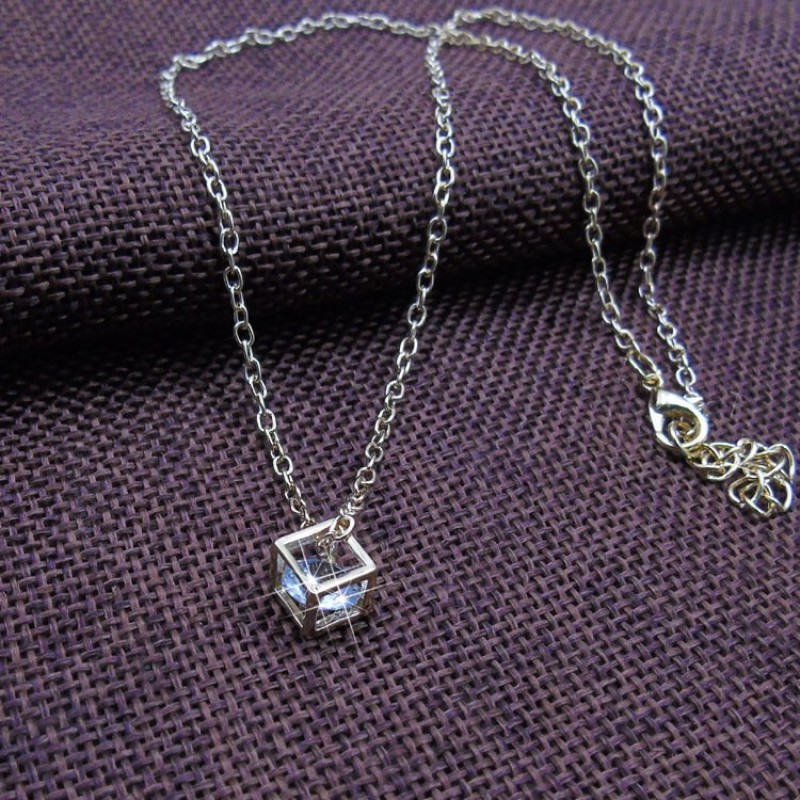 Silver Square Pendant Necklace