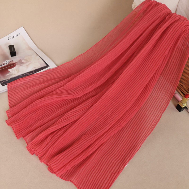 Watermelon Red Ripple Crinkle Viscose Hijab