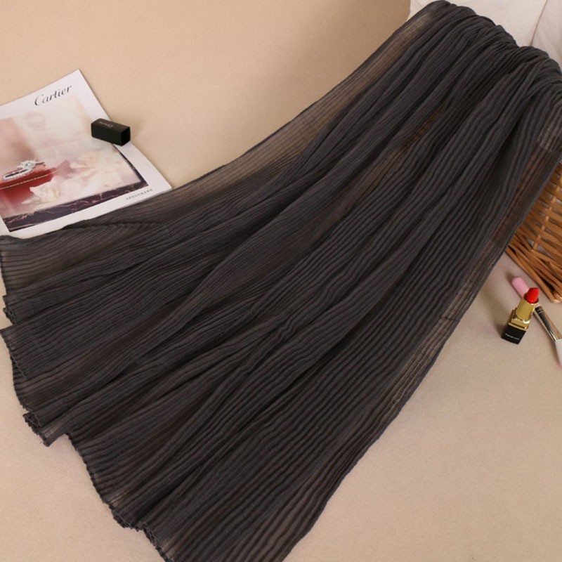 Dark Gray Ripple Crinkle Viscose Hijab