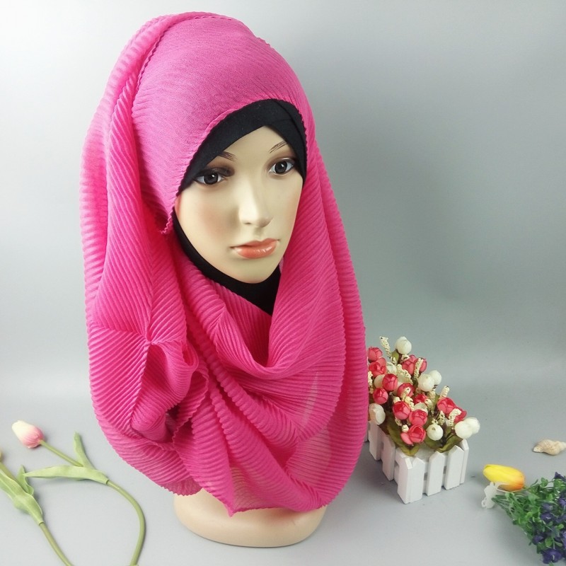 Hot Pink Crinkled Cotton Maxi Hijab  Clearance