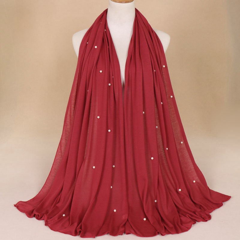 wine red Jersey Pearl Hijab