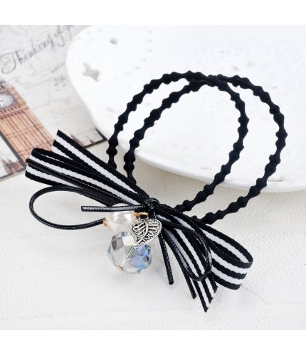 Black Pearl Crystal Bow Hairband