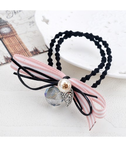 Pink Pearl Crystal Bow Hairband