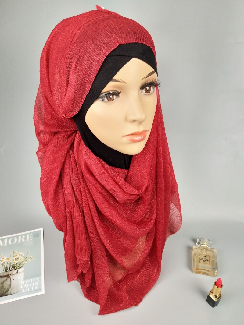 Red Gold ct Plain Silk Hijab