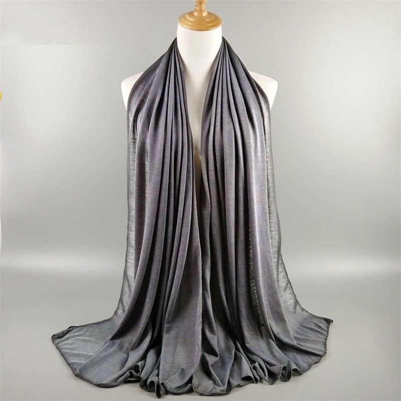 Silver Gray Jersey Modal Cotton Maxi Hijab