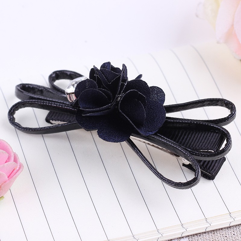 Navy Blue Crystal Floral Hair Clip
