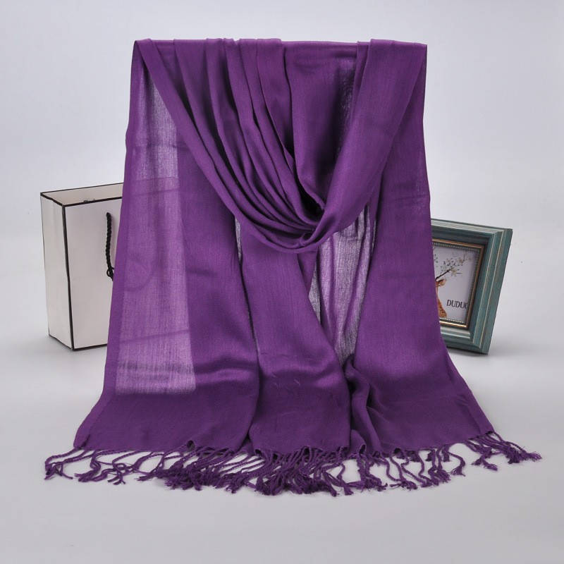 Purple Plain Cotton Satin Pashmina Hijab