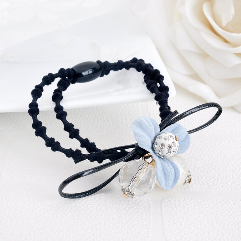 Sky Blue Flower Pearl Bobble Hair band