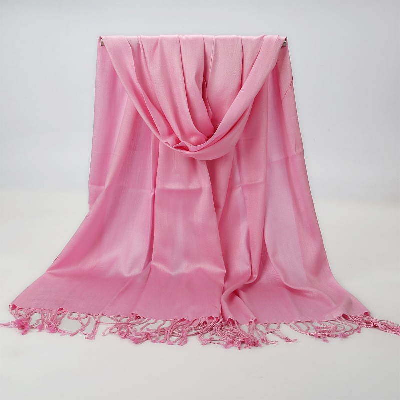 Pink Plain Cotton Satin Pashmina Hijab Clearance