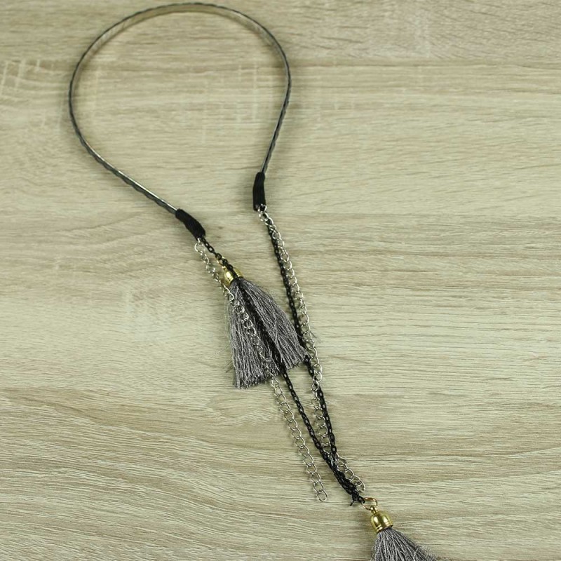 Grey tassel chain headband