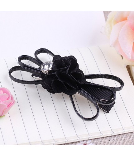 Black Crystal Floral Hair Clip