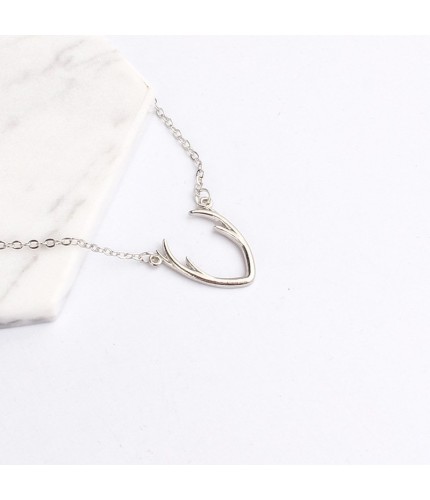 Silver Antler Necklace