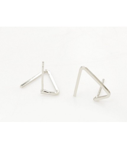 Silver Triangle Geometric Earrings