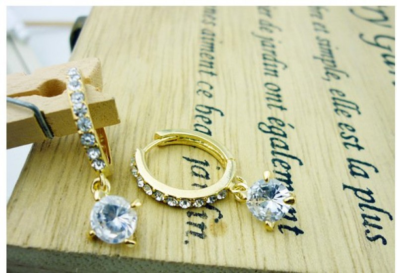 Gold Zircon Crystal Drop Earrings