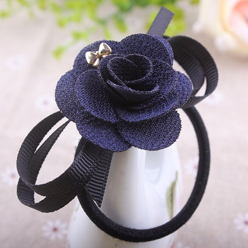 Navy Blue Rose Flower Hair band