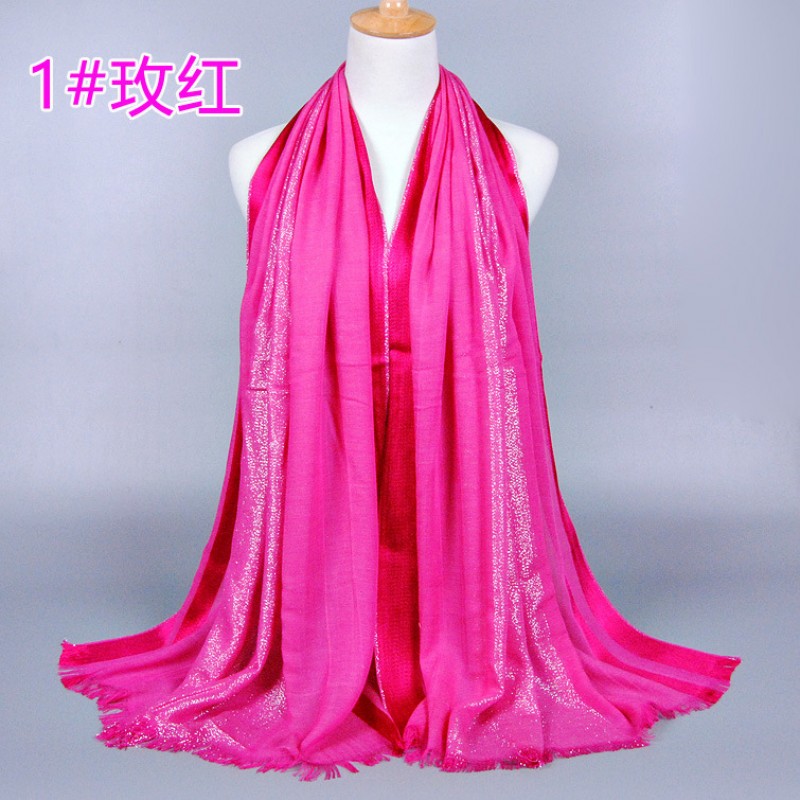 Rose Red Stripped Satin Cotton Hijab Clearance