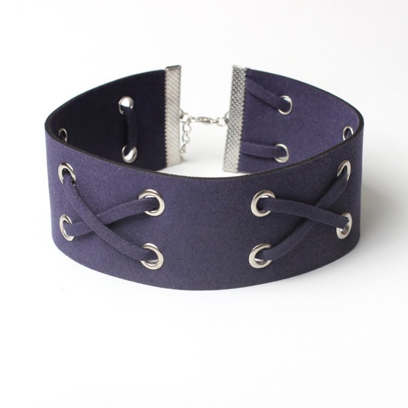 Blue Large Cross Choker