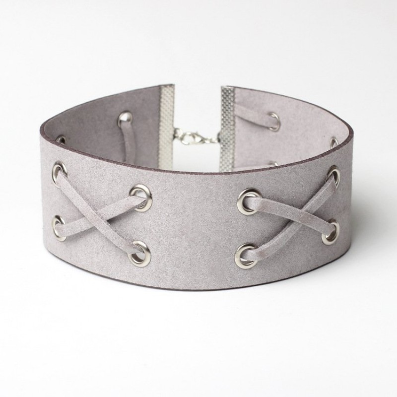 Gray Large Cross Choker