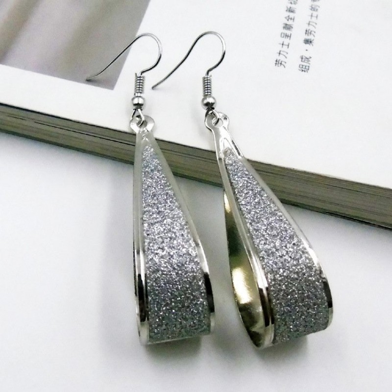 Silver Droplet Frosted Earrings