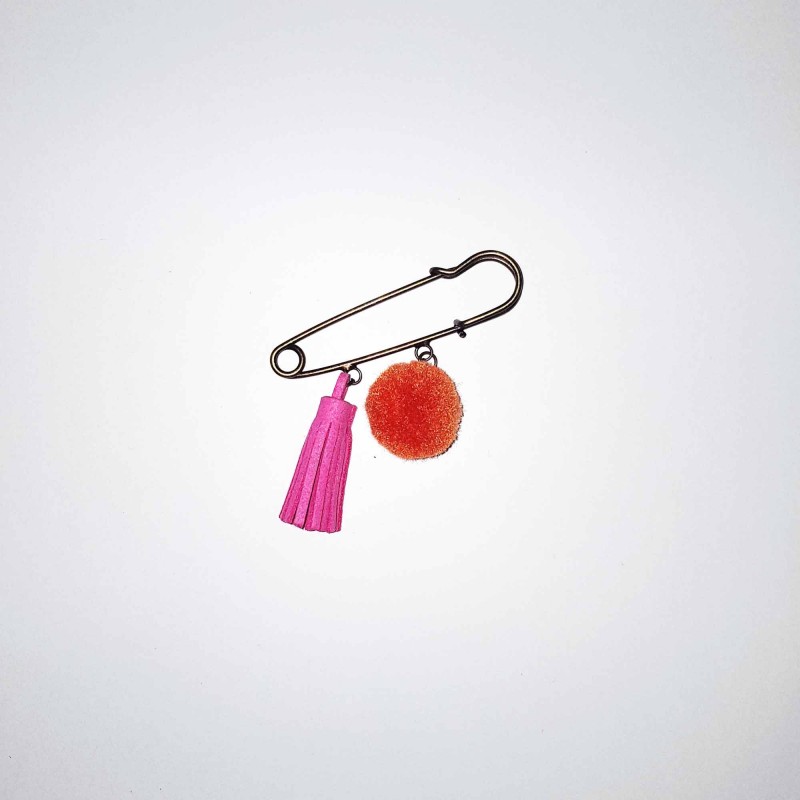 Hot Pink Tassel safety hijab pin