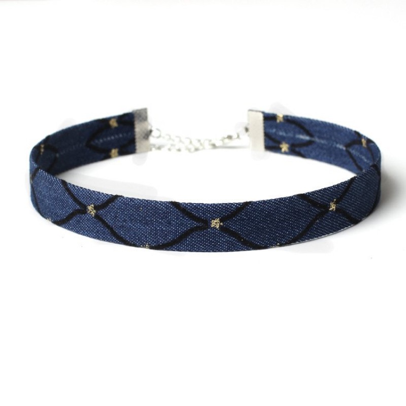 Denim Cross Choker