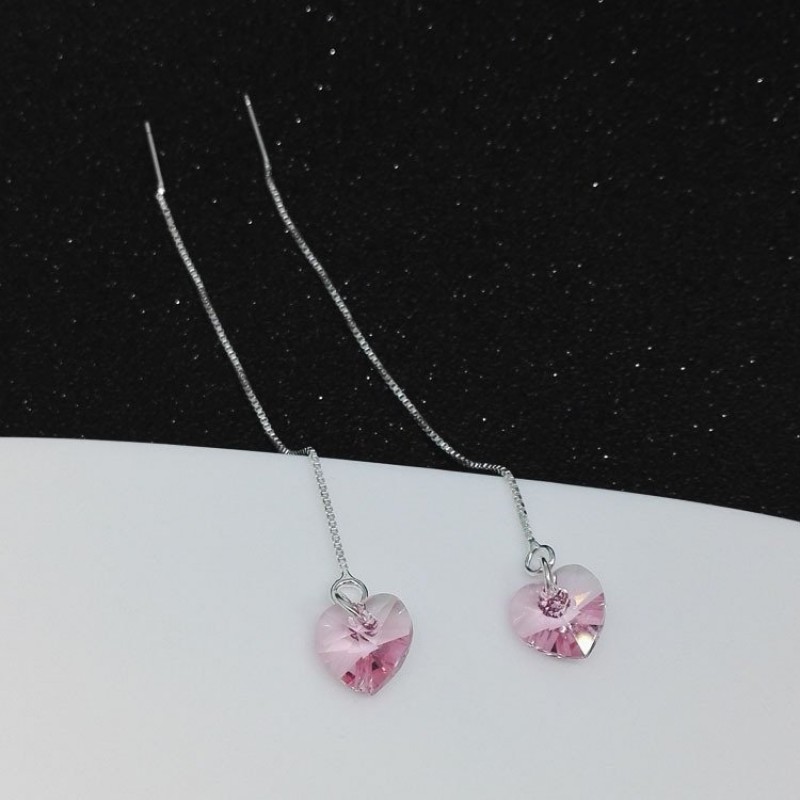 Pink Heart Drop Earrings