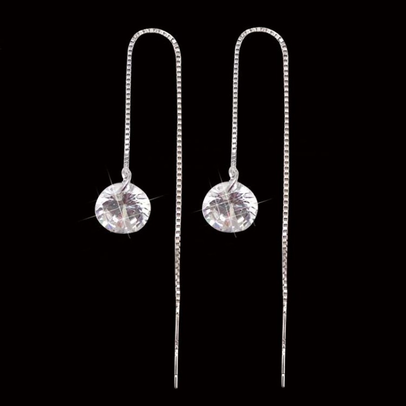 White Crystal Drop Earrings
