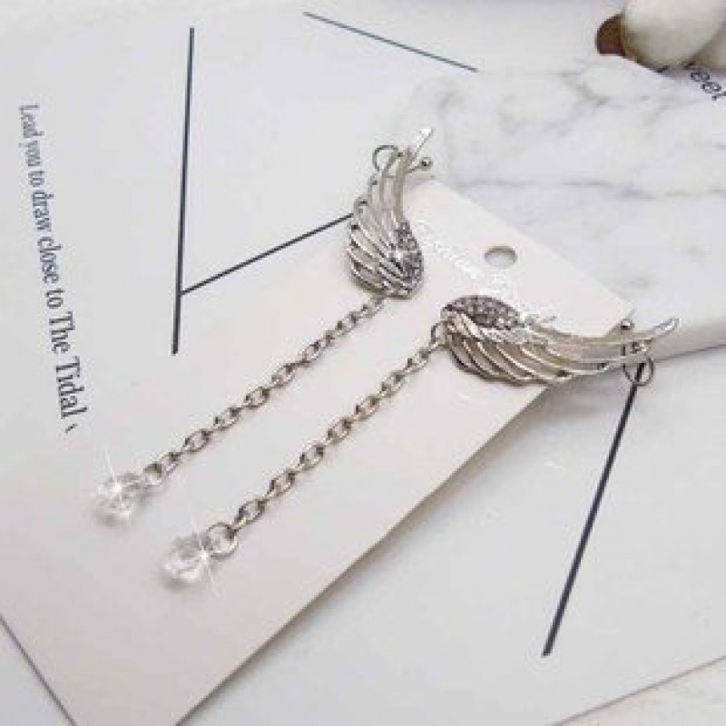 Silver Left Ear Clip Angel Wings