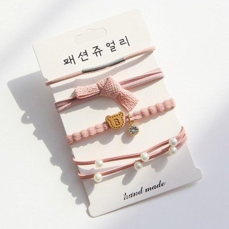 Pink Tie and Pearl Hair band set