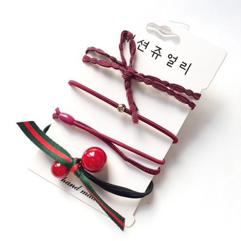 Wine red Cherry hair band set