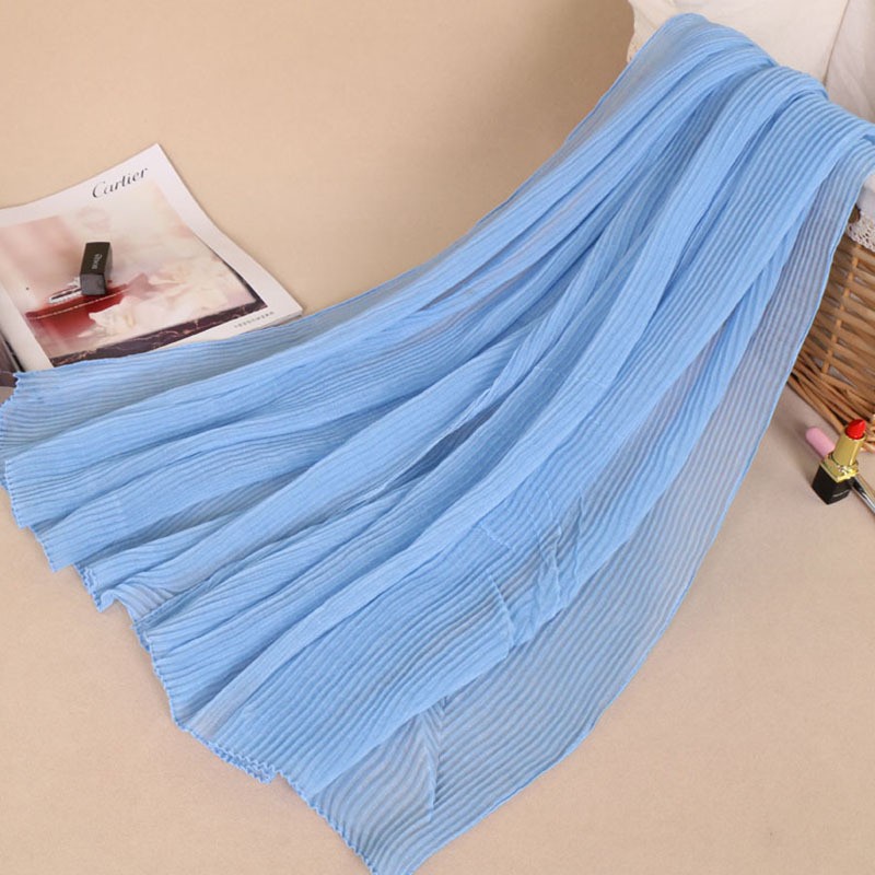 Light Blue Ripple Crinkle Viscose Hijab Clearance
